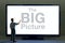 Man with remote and giant television saying The BIG Picture