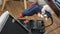 A man repairs furniture using a handheld electric drill to drill a hole to attach the frame. Furniture worker.