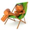Man rest beach deck chair sunglasses smiley summer tourist