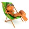 Man resting beach deck chair sunglasses smiling tourist relax