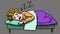 Man resting and sleeping peacefully in his bed, illustration