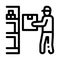 Man restocking in cellar icon vector outline illustration