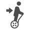 Man ride hoverboard solid icon, electric transport concept, gyroboard with handle vector sign on white background, glyph