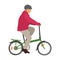 Man rides a bicycle flat style vector illustration