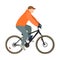 Man rides a bicycle flat style vector illustration