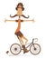 Man riding bicycle. Cartoon man rides a bike isolated illustration