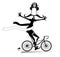 Man riding bicycle. Cartoon man rides a bike and wins the race illustration