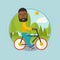 Man riding bicycle in the park vector illustration