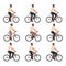 man riding bicycle set vector flat minimalistic isolated illustration