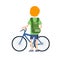 Man riding bike. Bicycle for road with guy with backpack.