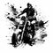 Man Riding Chopper Black And White. Generative AI