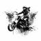 Man Riding Chopper Black And White. Generative AI