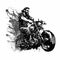 Man Riding Chopper Black And White. Generative AI