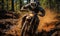 Man Riding Dirt Bike Through Forest