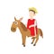 Man riding a donkey icon, cartoon style