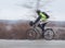 Man riding his bike. Panning