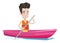 Man riding in kayak vector illustration.