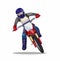 Man riding motocross dirt bike, racer motorbike trail cornering in cartoon flat illustration vector isolated in white background