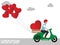 Man riding a motorcycle to deliver a heart