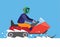 Man riding snowmobile in winter flat illustration vector