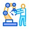 Man And Robot Arm Icon Vector Outline Illustration