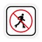 Man in Roll Red Stop Circle Symbol. Ban Entry in Roller Skate Black Silhouette Icon. No Allowed Skating Sign. Roller