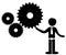 Man rotating gears vector illustration