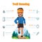 A man run in the forrest, Trail running, Infographic elements.