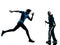 Man runner sprinter with coach stopwatch silhouette