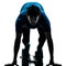 Man runner sprinter on starting blocks silhouette