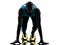 Man runner sprinter on starting blocks silhouette