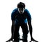 Man runner sprinter on starting blocks silhouette