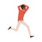 Man running away in panic afraid of something, flat vector illustration isolated.
