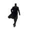 Man running away wearing a black trench coat. Black leather coat. Handsome mysterious man back view. Transparent PNG background.