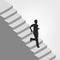 Man running down on diagonal staircase
