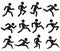 Man running figure black pictograms, jogging activity vector icons isolated on white