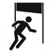 Man running finish line icon, simple style