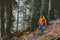 Man running in forest Travel healthy lifestyle