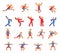 Man in running, jumping and dancing poses