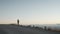 Man running on a mountain road in the morning