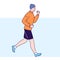 Man is running in park flat vector illustration. Outdoor workout. Healthy lifestyle and rest on nature. Isolated cartoon