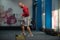 Man Running On Step Ladders Lying On Floor