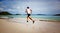 Man running on a tropical beach