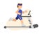 A man runs on a treadmill. Vector illustration in flat style.