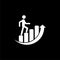 Man runs up the ladder icon isolated on dark background