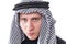 Man\'s face covered with Arab scarf