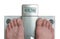 Man& x27;s feet on weight scale - Healthy