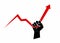 Man`s fist breaking a rising stock market arrow