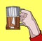 Man\'s hand with a beer mug