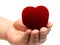 Man\'s hand gifting heart